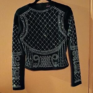 Elegant Black Blouse with Silver Accents